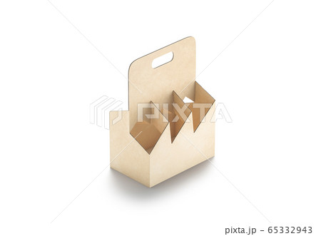 Blank craft cardboard bottle holder mock up, side view 65332943
