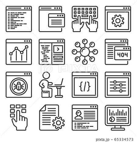 Progrmming Code and Coding Icons Set. Line...のイラスト素材 [65334573] - PIXTA
