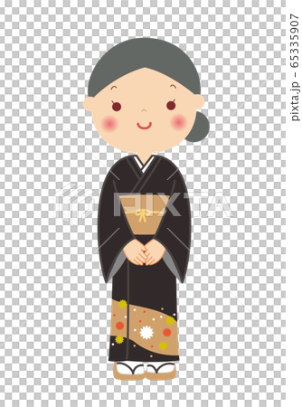 黑色Tomesode正式女性插畫 65335907