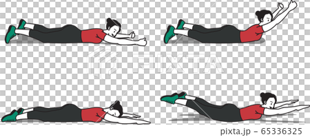 Illustration of a woman doing back exercises - Stock Illustration ...