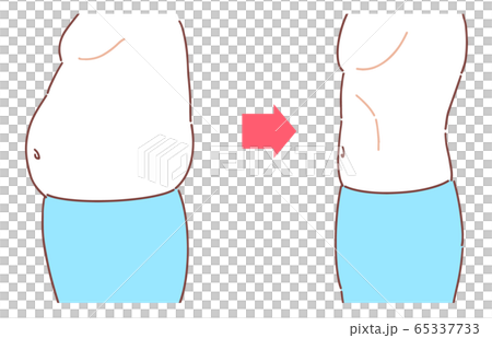 ダイエット　男性　ビフォーアフター　横向き 65337733