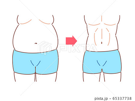 男性 ダイエット ビフォーアフターのイラスト素材
