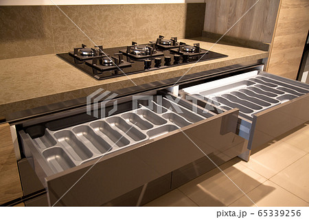 Interior of luxurious modern kitchen and oak grey 65339256