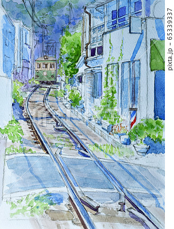 江ノ電・鎌倉　水彩 65339337
