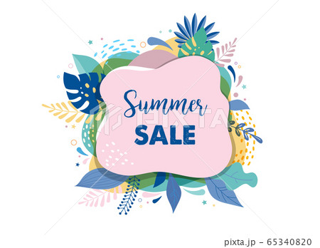 Hello summer abstract background, summer sale banner, poster design. Vector illustration 65340820