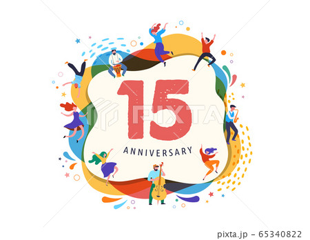 Anniversary celebration. Happy people dancing, playing music, celebrating. Vector illustration Anniversary celebration. Happy people dancing, playing music, celebrating. Vector illustration 65340822