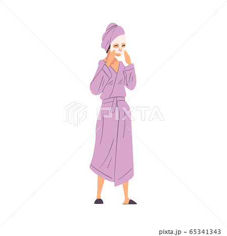 Young Woman in Bathrobe with Cosmetic Face Mask, Female Beauty Blogger Streaming Online Cartoon Vector Illustration Young Woman in Bathrobe with Cosmetic Face Mask, Female Beauty Blogger Streaming Online Cartoon Vector Illustration 65341343