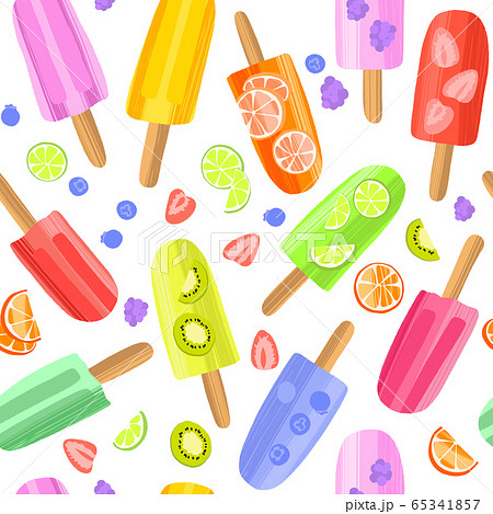Hand drawn colorful popsicles seamless pattern background. Hand drawn colorful popsicles seamless pattern background. 65341857