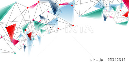 Line points connections, triangular technology design. Abstract geometric background 65342315