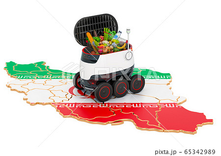 Autonomous delivery robot in Iran, 3D rendering 65342989