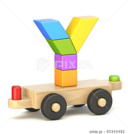 Wooden train font Letter Y 3D 65343482