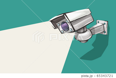 white security camera on green white security camera on green 65343721