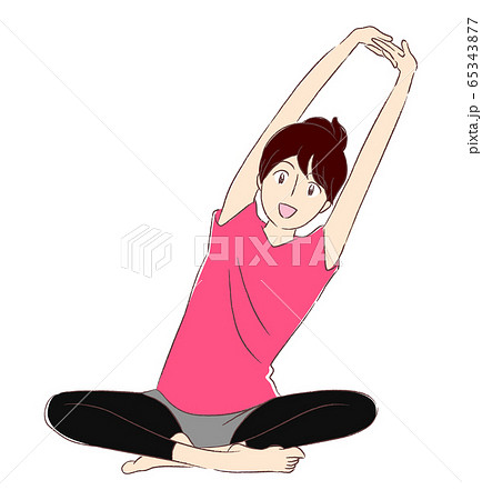 ストレッチをする女性のイラスト素材
