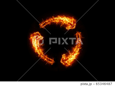 円形に渦巻く炎の矢印 円形に渦巻く炎の矢印 65346487
