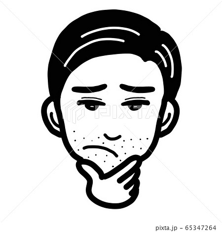 青髭に悩む男性のイラストのイラスト素材