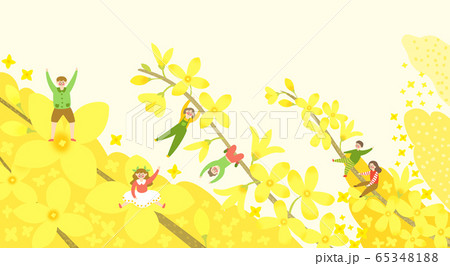 Beautiful spring landscape with blooming flowers illustration 011 65348188
