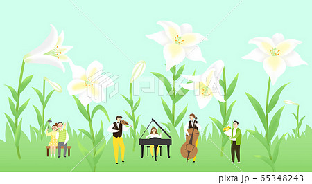 Beautiful spring landscape with blooming flowers illustration 010 65348243