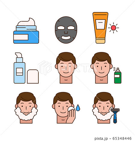Beauty, cosmetics, skin care concept line icons set. Flat design illustration 028 65348446