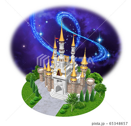 ヨーロッパの城 キャッスル星空のイラストのイラスト素材