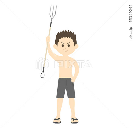 銛で漁をする男性のイラスト 銛で漁をする男性のイラスト 65349242