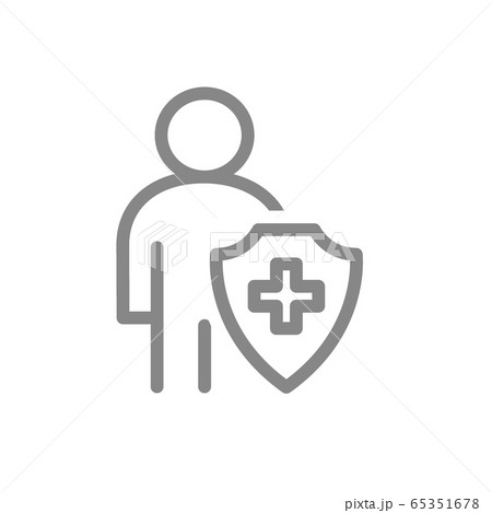User profile with with shield line icon. Worker protection symbol User profile with with shield line icon. Worker protection symbol 65351678