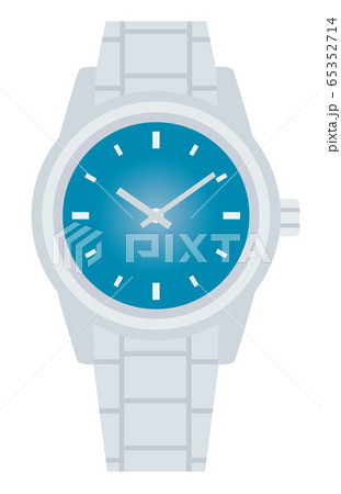 青と銀の腕時計のイラストのイラスト素材