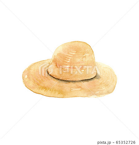 麦わら帽子 水彩イラストのイラスト素材