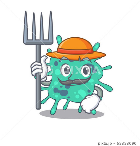 Cartoon character design of shigella boydii as a Farmer with hat and pitchfork Cartoon character design of shigella boydii as a Farmer with hat and pitchfork 65353090