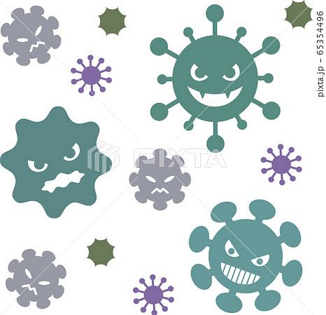 悪さをするウイルス ばい菌たち 大小セット のイラスト素材