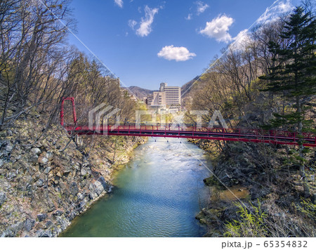 定山渓 二見吊橋（空撮） 65354832