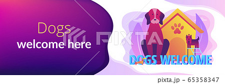 Dogs friendly place concept banner header Dogs friendly place concept banner header 65358347