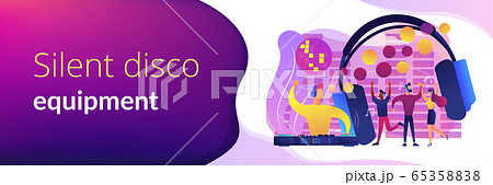 Silent disco concept banner header. 65358838