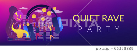 Silent disco concept banner header. 65358839