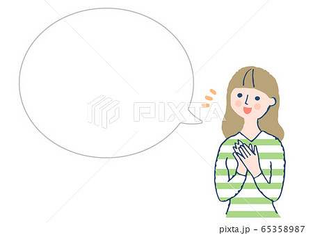 笑顔の女性とふきだし 65358987