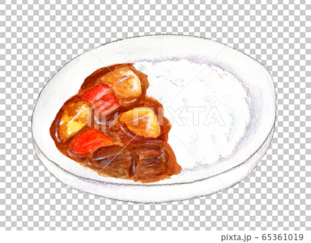 カレーライス 水彩画 のイラスト素材