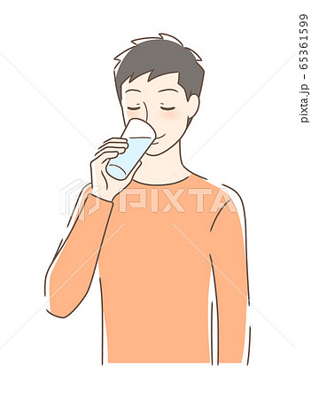 コップの水を飲む男性のイラスト素材