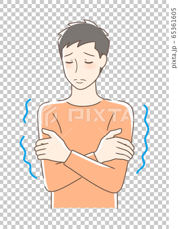 一個感到寒冷和顫抖的人 65361605