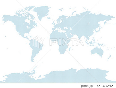 青のドットマップ 世界地図 中サイズ南極付き 2のイラスト素材