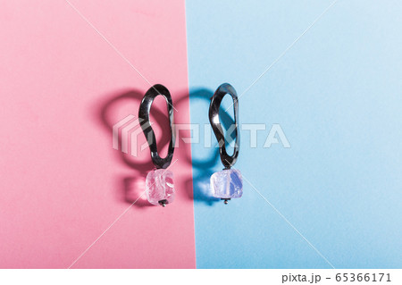 Perfect accessories. Trendy jewelry set. Fashion jewelry and bijouterie. Top view. 65366171