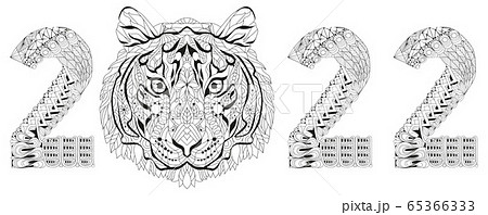 Zentangle stylized tiger number 2022. Hand Drawn lace vector illustration for coloring Zentangle stylized tiger number 2022. Hand Drawn lace vector illustration for coloring 65366333