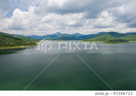 Beautiful scenery of dam with mountain and lake 65366723