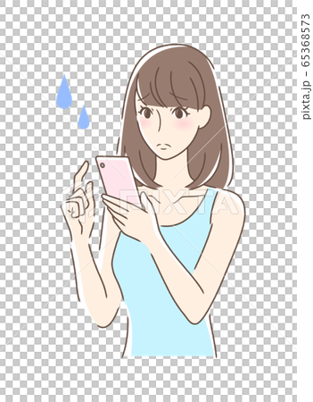一個不安的女人,操作智能手機 一個不安的女人,操作智能手機 65368573