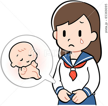 未成年の妊娠 涙 のイラスト素材