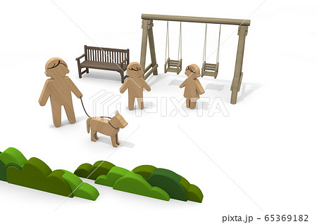 公園で遊ぶ 家族で散歩 3dイラストのイラスト素材