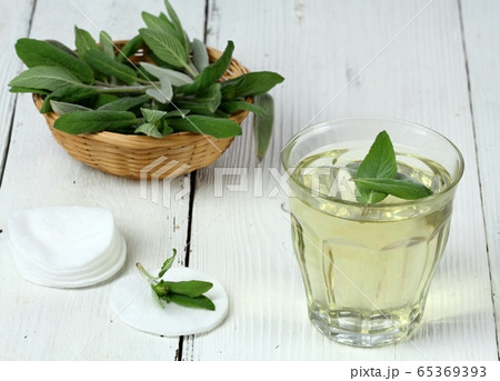 Homemade natural facial lotion made from sage Homemade natural facial lotion made from sage 65369393