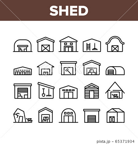 Shed Construction Collection Icons Set Vector 65371934
