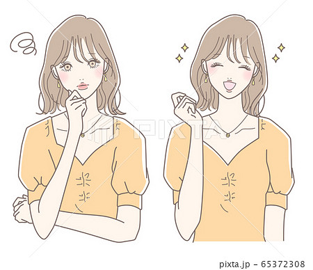 女性 悩む 喜ぶ セット 女性 悩む 喜ぶ セット 65372308
