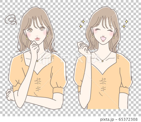 女性 悩む 喜ぶ セット 女性 悩む 喜ぶ セット 65372308