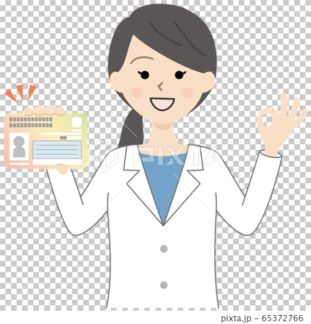 Female doctor with a personal number card, white coat, female doctor 65372766