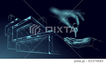 New building quarter residential complex. Seller house door keys. Finance agreement sale real estate apartment home access. Sell own family customer life business concept vector illustration New building quarter residential complex. Seller house door keys. Finance agreement sale real estate apartment home access. Sell own family customer life business concept vector illustration 65374683
